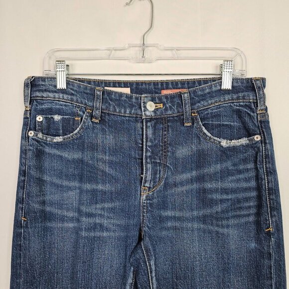 PILCRO Straight Leg Jeans ANTHROPOLOGIE MEDIUM WASH BLUE size 26 Distressed Chic - Picture 3 of 9